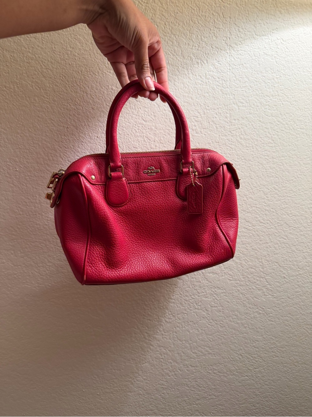 Coach Red Leather Mini Bennet Satchel (Straps Included)